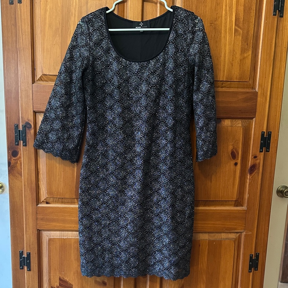 Ronni Nicole Black and Silver glitter cut out with sheath Dress size 10